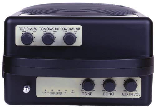 Hisonic HS122B-HL 40 Watts Lithium Battery Rechargeable Portable PA System with Built-in Dual Channel Wireless Microphones, BLACK