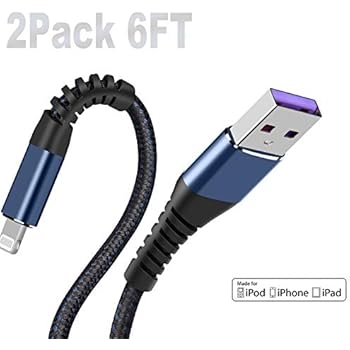 Apple MFi Certified (2pack) iPhone Charger 6ft, Lightning Cable Extra Long 6 Foot Charger Cable, Fast iPhone USB Cord for iPhone 11/11Pro/11Max/ X/XS/XR/XS Max/8/7/6/5S/SE/iPad Mini Air/Gray