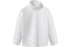 RUKOSU Toddler Baby Girl Boys Basic Solid Color Turtleneck T-Shirt Kid Cotton Long Sleeve Pullover Blouse Top