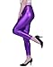 HDE Womens Purple Metallic Leggings Shiny Liquid Bottoms
