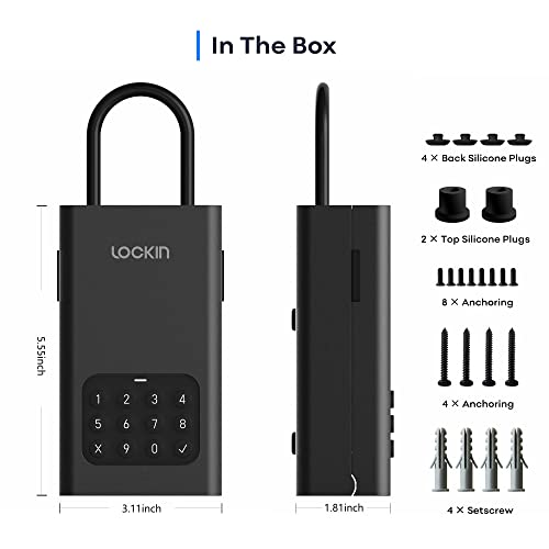 Lockin Lock Box L1, Wireless Smart Lockbox for House Key Outdoor Wall