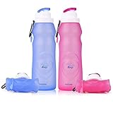 Collapsible Silicone Water Bottles - Sports Camping Canteen 20 Oz. - Easy to Clean and Store