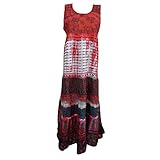 Mogul Womens Beach Red Dress Tie-Dye Tie Back Sun Dress