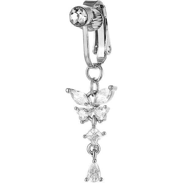 10 Piercings Pour Nombril En Acier Inoxydable - Strass Rose Et Bleu - Styles Cœur, Papillon, Serpent - Cadeau Femme