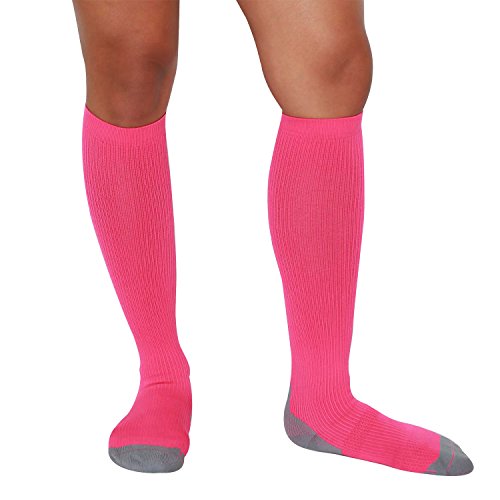 Performance Compression Socks - Running Compression Socks, Graduated Compression (Large, Hot Pink) - Thumbnail 4