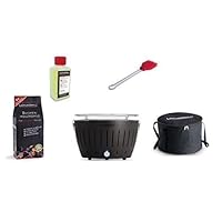  Lotusgrill Lotusgrill klein schwarz Edelstahl Stahl Kunststoff Balkon Camping Picknick ✔ rund ✔ tragbar rauchfrei ✔ Grillen mit Holzkohle ✔ für den Tisch 
