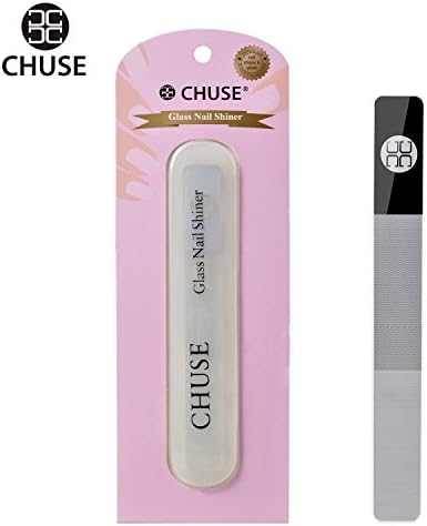 CHUSE Premium Glass Nail Shiner File with Case, Crystal Diamond Salon Best Beauty Nail Files for Natural and Acrylic Nails Christmas Gift for Woman and Man,Apricot