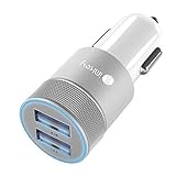 Car Charger, IMKEY® 2.1A Dual USB Port Rapid Car Charger Adapter for Apple iPhone, iPad, Samsung, Google Nexus 7, HTC, LG, And More - (Silver)