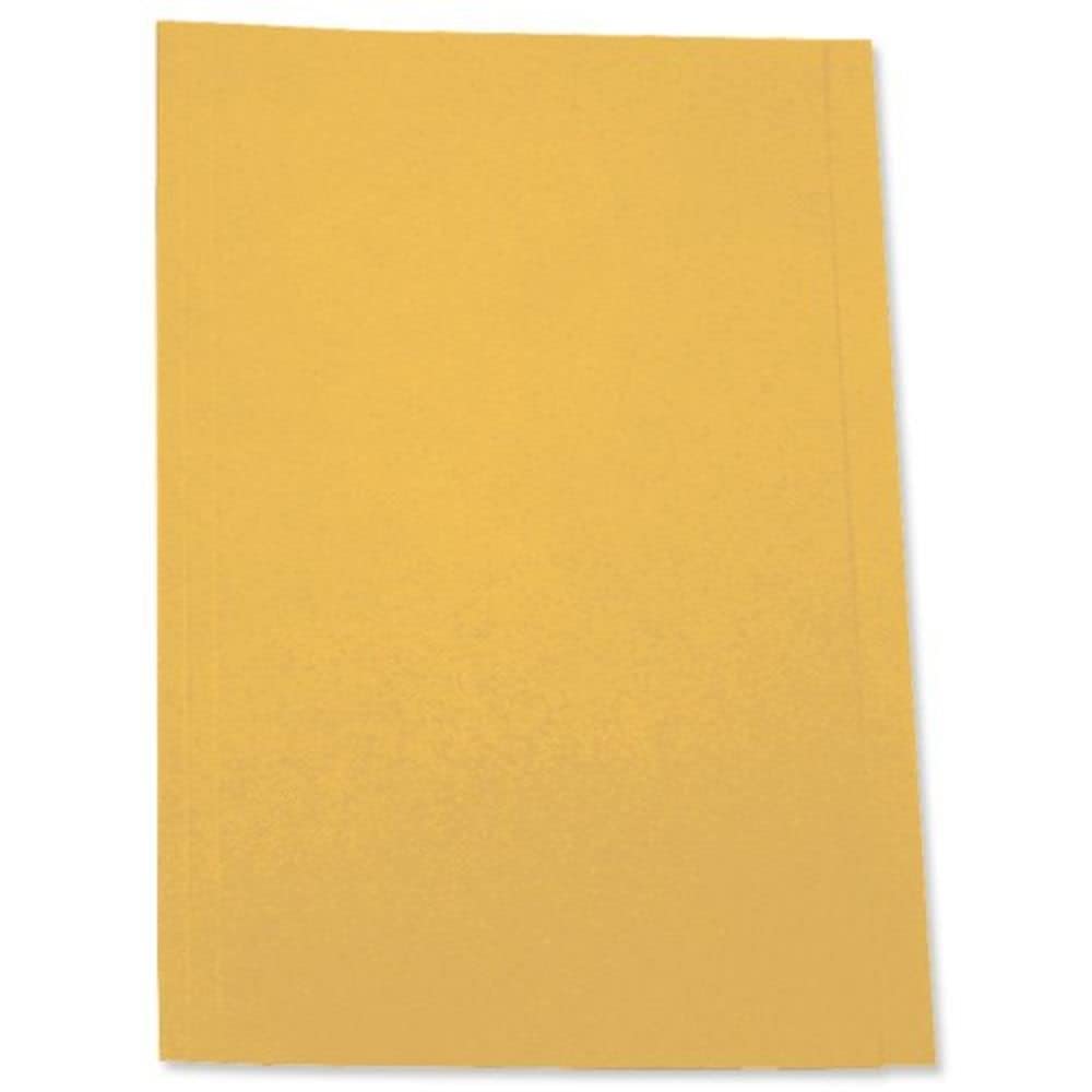 5 Star Office Square Cut Folder Recycled Pre-punched 180gsm Foolscap Yellow [Pack 100]
