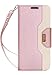 Procase Galaxy Note 8 Wallet Case, Flip Kickstand Case with Card Slots Mirror Wristlet, Folding Stand Protective Cover for Galaxy Note8 2017 –Pink