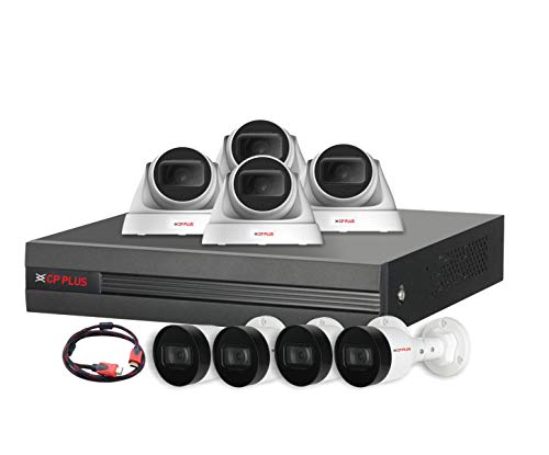 CP Plus 8 IP 2MP CCTV Camera Kit (a Useful Mix of 4 IP Dome Cameras and 4 IP Bullet Cameras with 2 MP Resolution and 8 Channel Network Video Recorder 