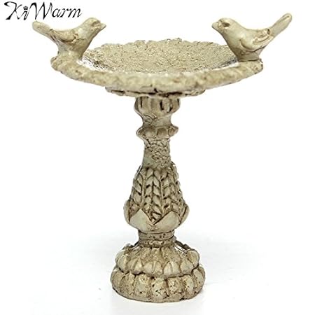 Kiwarm Cute 1:12 Scale Dollhouse Miniature Resin Bird Bath Fountain Fairy Garden Furniture Accessories For Home Decor Ornaments