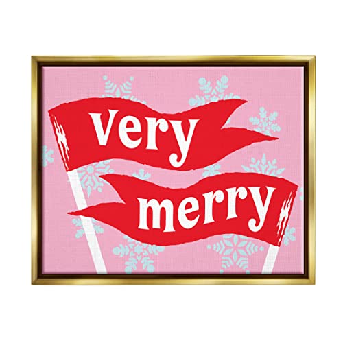 Stupell Industries Very Merry Bold Holiday Flags Floating Framed Wall Art, Desi…