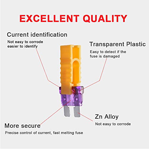 485pcs Assorted Medium & Standard Auto Car Truck Blade Fuses Assortment - 2A 3A 5A 7.5A 10A 15A 20A 25A 30A 35A 40A-ATC/APR/ATO+ATM Boat Automotive Replacement Fuses