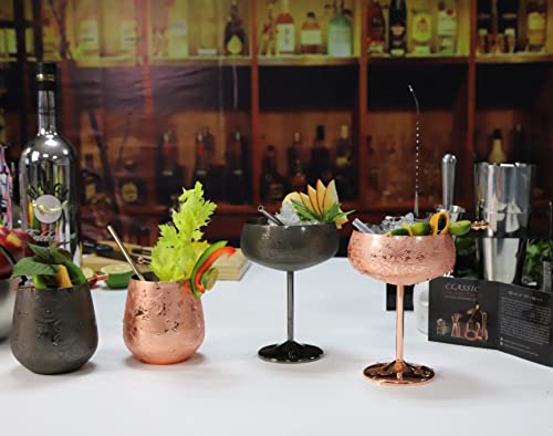 SKY FISH Cocktail Shaker, Boston Shaker Set 7 Pieces, Engraved Barman Kit in Gift Box, Hand Wash (Black)