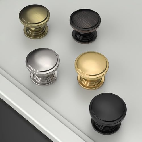 Amerdeco 10 Pack Brushed Satin Nickel Cabinet Knobs Single Hole Cabinet Handles 2 Inch Solid Zinc Alloy Round Drawer Knobs Cupboard and Kitchen Hardware AM048