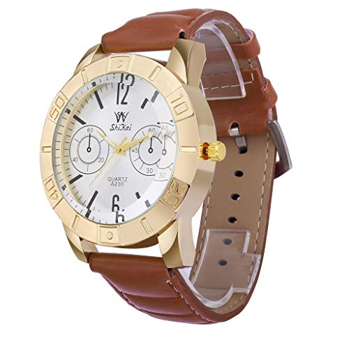 Business Watch for Men Analog and Digitalï¼ŒLondonyâ€â™ª Boy's Fashion Business Quartz Watch with Brown Leather/Mesh Strap