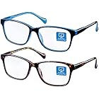 K KENZHOU Blue Light Blocking Glasses/Computer/Gaming/TV/Phones Glasses with Spring Hinges, Anti Eyestrain & UV Glare, Ease Dry Eye, Headache, Blurry Vision, for Men & Women (2 Pack)