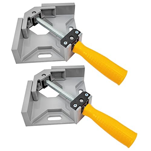 qipuneky 2Pcs,Angle Clamps,Single Handle 90°Right Angle Clamp,Aluminum Alloy Angle Clamp, Adjustable Swing Jaw for The Connect of Wood, Metal and Glass, Ideal for DIY Woodworking (Medium)
