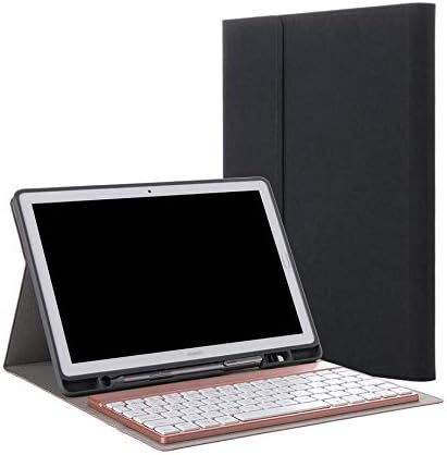 Gaurdeen Keyboard Case for Huawei Mediapad M5/ M5 Pro 10.8 inch, Premium PU Leather Folio Stand Cover with 7 Color LED Backlit Removable Wireless Bluetooth Keyboard, Built-in Pencil Holder (Black)