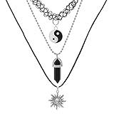 MJARTORIA 90s Multilayer Gothic Punk Elastic Henna Tattoo Stretch Choker PU Leather Necklace Set