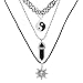 MJARTORIA 90s Multilayer Gothic Punk Elastic Henna Tattoo Stretch Choker PU Leather Quartz Necklace Set