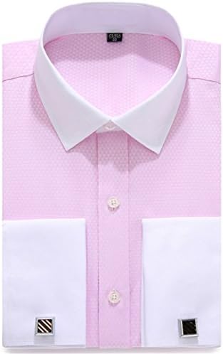 DRESSERVICE French Cuff Long Sleeves Fit Dress Shirts (Cufflink Included) (15.5” Neck-32"/33" Sleeve, FS17)