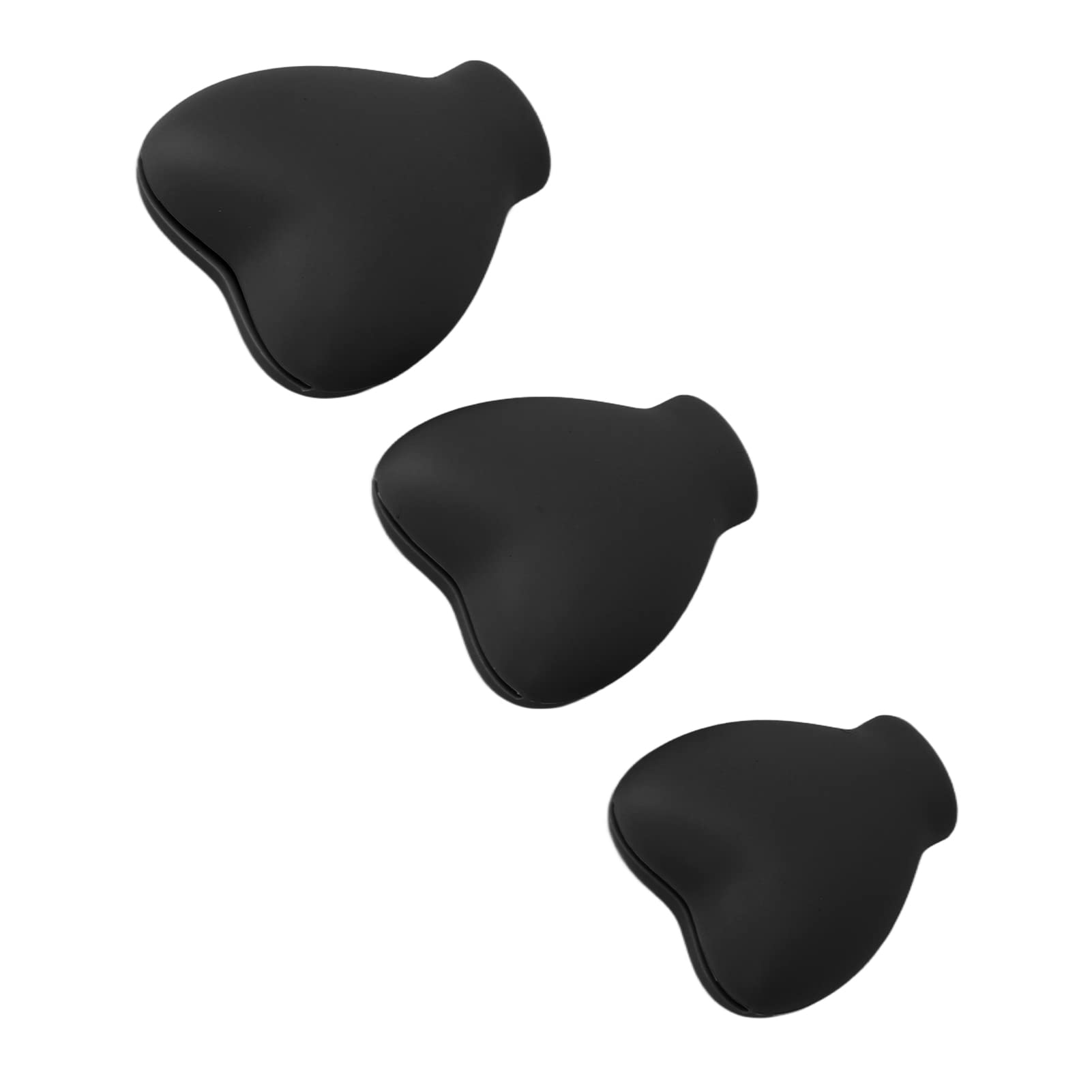 Makeup Brush Cover, Heart Shaped Brush Cover Portable 3pcs Slip Resistant for Home Travel Black