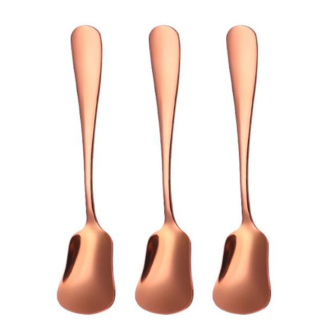 Hoshen 3pcs Stainless Steel Ice Cream Scoop, 5.3 Inch Stainless Steel Tea Sugar Scoop, Espresso Stirring Scoop, Perfect for Cold Drinks, Desserts, Parties - Rose Gold