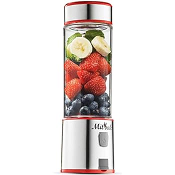 Mitbak Mitbak Portable Blender | 18000rpm Personal Blender for Shakes & Smoothies 14oz| Small Blender Stainless Steel Blades| Rechargeable Battery & Carrying Pouch|Recipe Book Included (Red)
