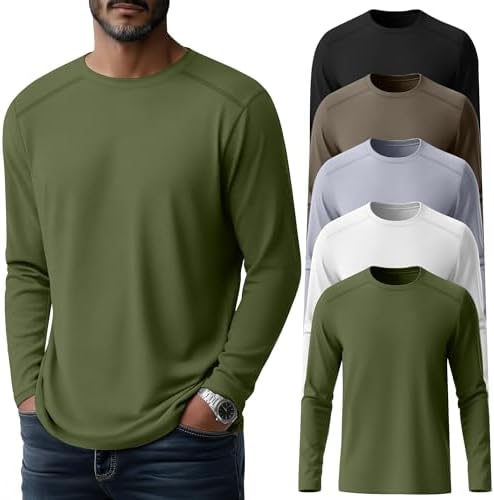 Evervibe 5 Pack Men's Big and Tall Shirts Long Sleeve V Neck Tee