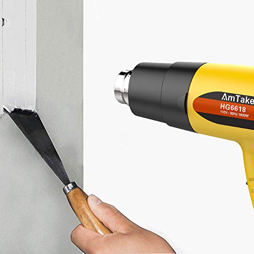 Heat Gun Variable Temperature, Amtake Professional Hot Air Gun 120°F - 1020°F (50℃~550℃) with 2 Fan Speed, 4 Nozzle Attachments for Crafts, Heat shrink tubing, Stripping Paint - Thumbnail 3