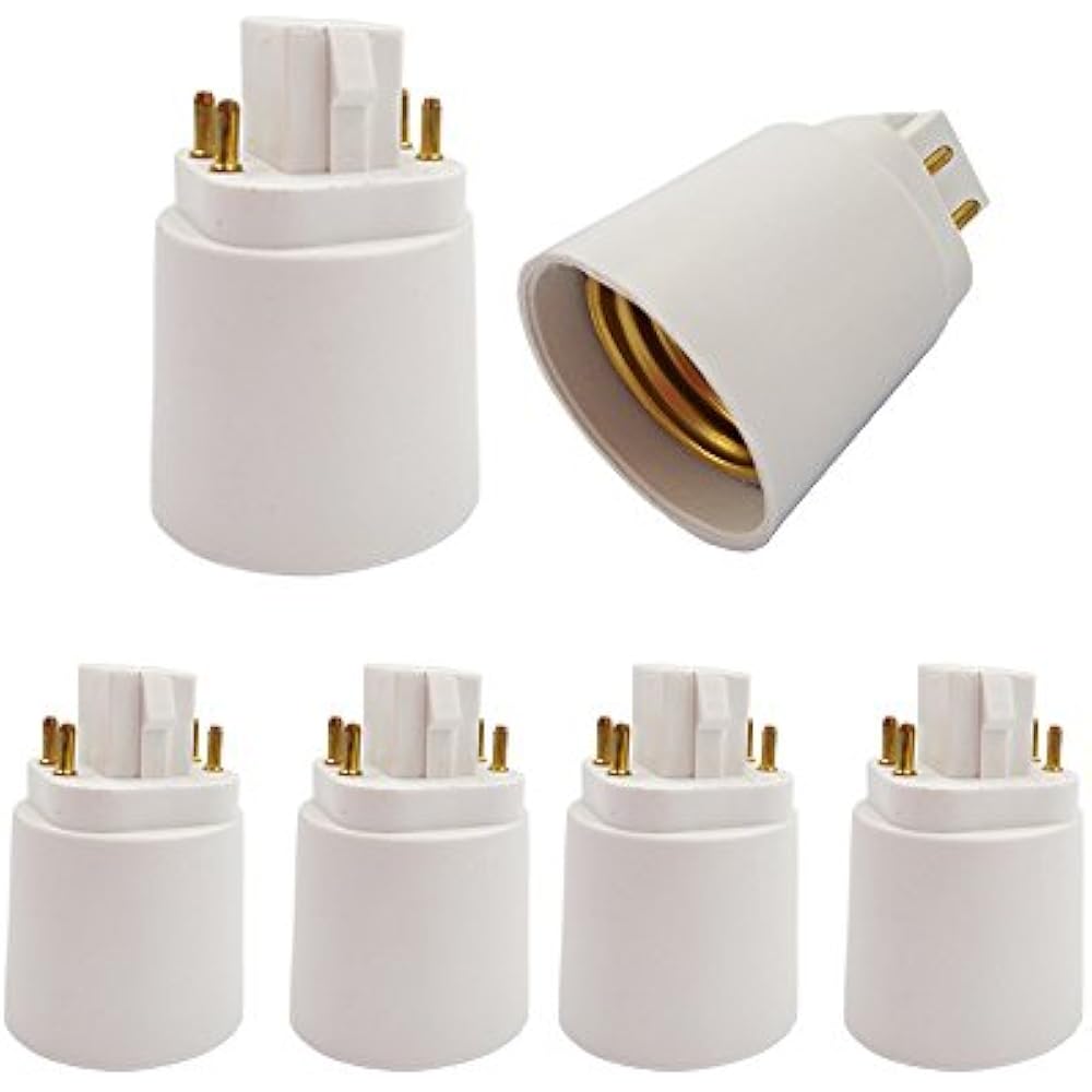 6pcs ESimpo 4P Gx24q To E26/E27 Lamp Base Adapter, G24q Medium Edison