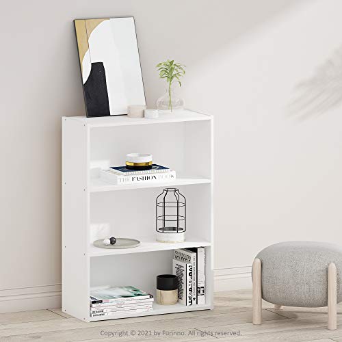 Furinno Pasir 3-Tier Open Shelf, White Plain