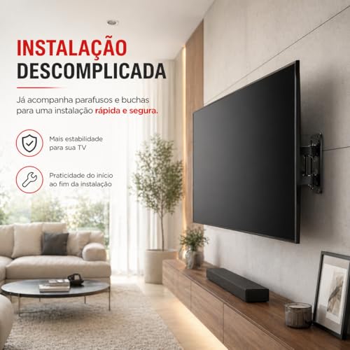 Suporte TV Articulado Universal 14 A 55 Polegadas Até 50kg Parede Ajustável Giratório Inclinável Compatível VESA LED LCD Plasma Monitor Resistente