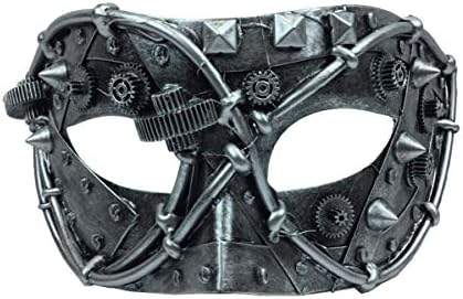 KBW Silver Venetian Steampunk Mask Costume Rustic Mechanical Eyewear Accessory