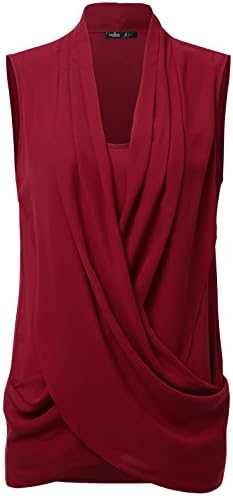 JayJay Women Sleeveless Shawl Chiffon Blouse Casual Office Tank Sleeveless Top