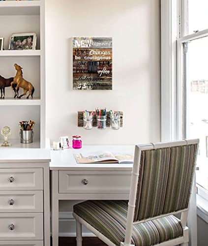 NEW BEGINNING BE COURAGEOUS INSPIRATIONAL Office Wall Art Quote Women Themed Wall Decor Motivational Canvas Prints Framed Wall Art for Bathrooms Motivational Modern Office Decor Canvas Art Wall Decor