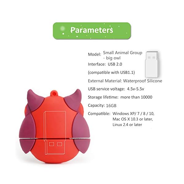 5 Stück 16GB USB-Stick, BorlterClamp Speicherstick mit Niedlichen Tiermustern, Geschenk für Studenten und Kinder – Bild 5