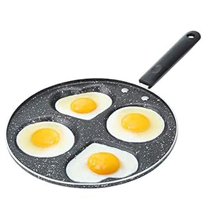 Pannenkoekenpan, Omelet Pan 4 Gaten met Ronde/Hart Vormige Anti-Aanbak Ei Koekenpan Aluminium Pannen voor keuken…