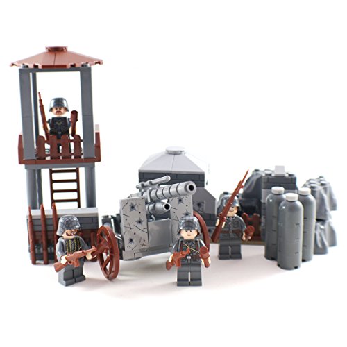 WW2 German Army Outpost with Artillery, Soldiers and Guns Military Building Block Toy Buy