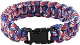 Red White and Blue Camo Paracord Survival Bracelet By Bostonred2010