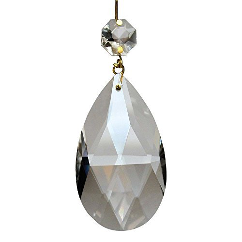 Adecco LLC 10Pcs Clear Crystal Teardrop Chandelier Prism Pendants Shiny Glass Crystals Beads for Light Lamp, Jewelry Making.