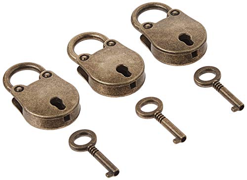 kathson Old Vintage Antique Style Mini Archaize Padlocks Key Lock with Key (Lot of 3,Antique,Love)) (Antique Style)