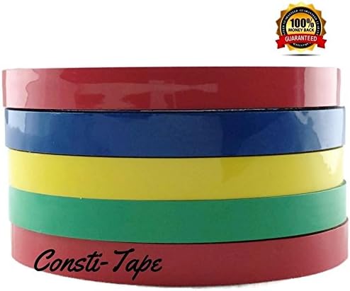 Constitape Bag Sealing tape, 3/8" x 200 Yards 5 Rolls (1Green, 1Yellow, 2red, 1blue) 200 Yards Total