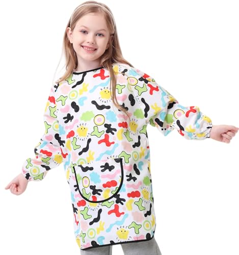 Royar beauty Kids Art Smock Long Sleeve Painting Apron - Waterproof Artist Doodle Shirt for Children