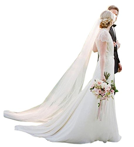 Anmor 2T Tulle Sheer Long Wedding Bridal Veils 2M Tulle Bridal Veil with Comb Off White