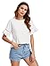 MakeMeChic Women's Loose Short Sleeve Round Neck Solid Summer T-shirt Tops Blouse