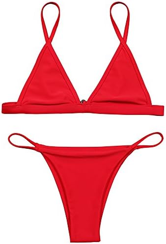 Sexy Mini Micro Women Swimsuit Bikini Set Beach Bathing Suits (M, Red)