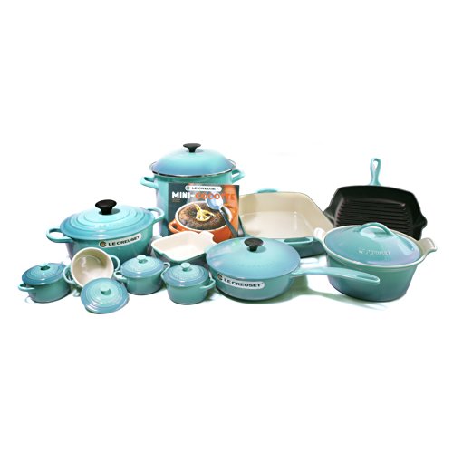 Click Here to See More Images Le Creuset Signature Caribbean Mixed 20 Piece Cookware Set